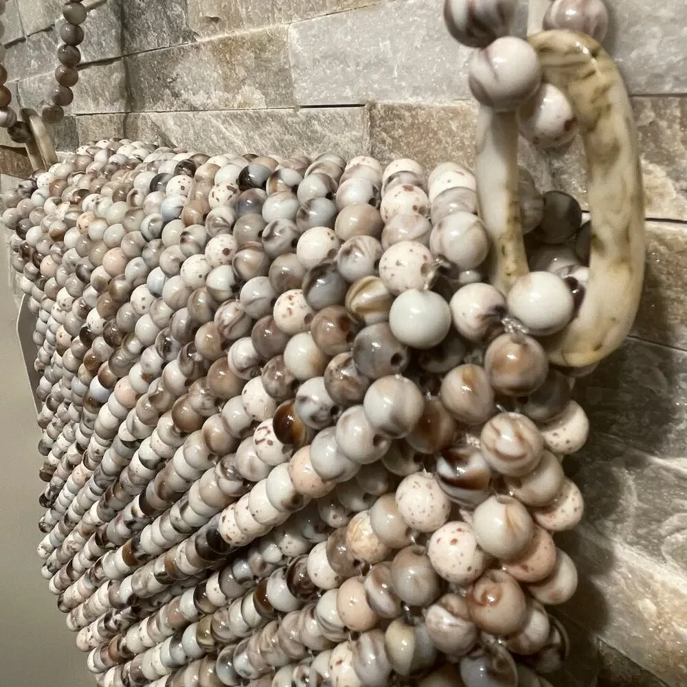 Rachel Ashwell Marble Beaded Shoulder Bag | Neutral Cottagecore Crossbody NWT